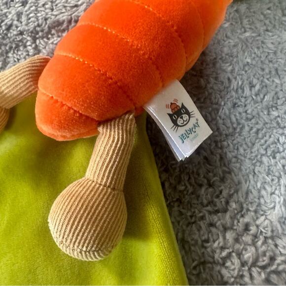 RARE Jellycat Vivacious Carrot Vegetable Lovey Plush Soother Security Blanket - Picture 4 of 9